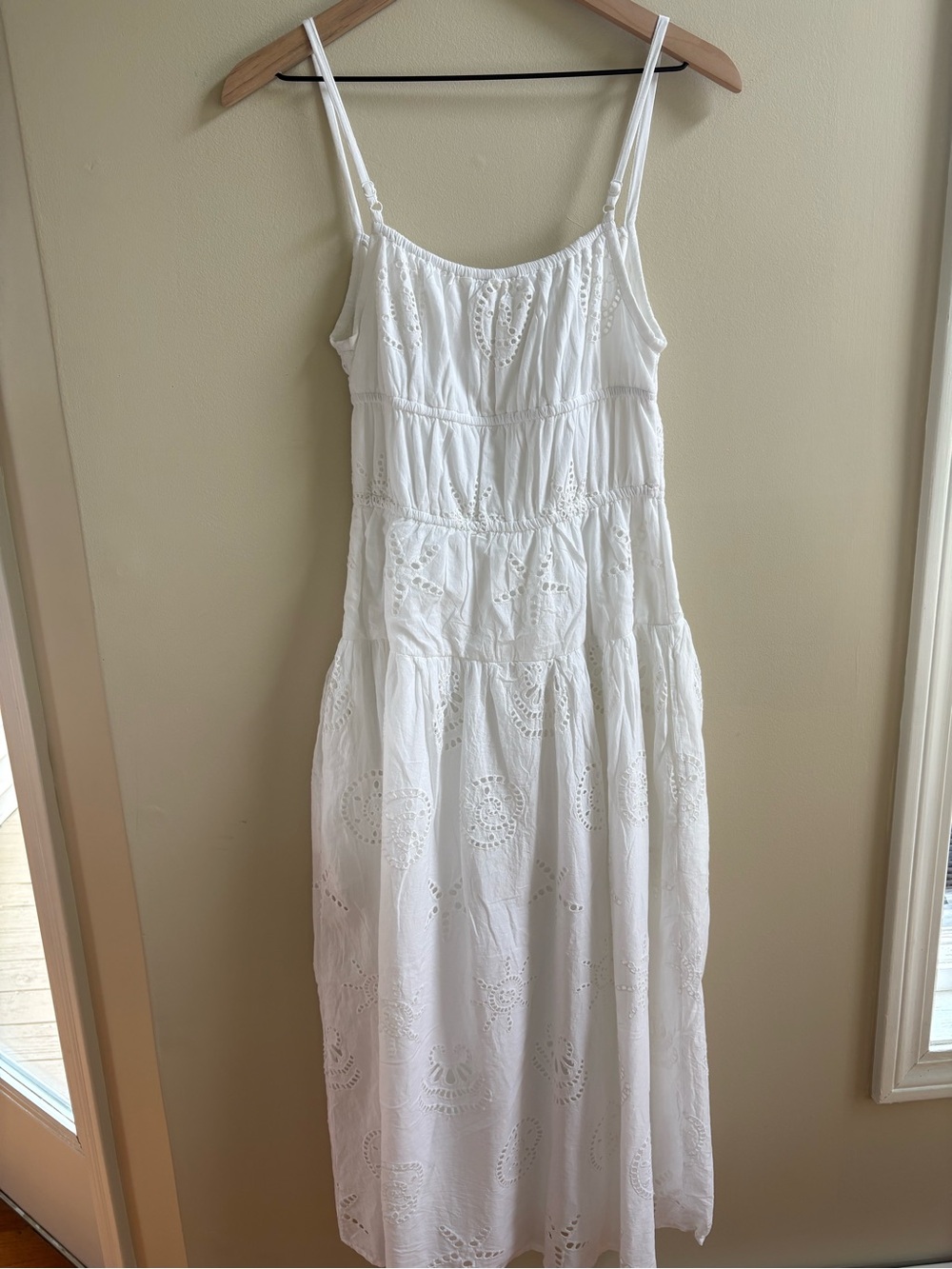 Sim & Sam NWT White Cotton Eyelet Embroidered Coastal Maxi Dress Size S Boho - Picture 3 of 9